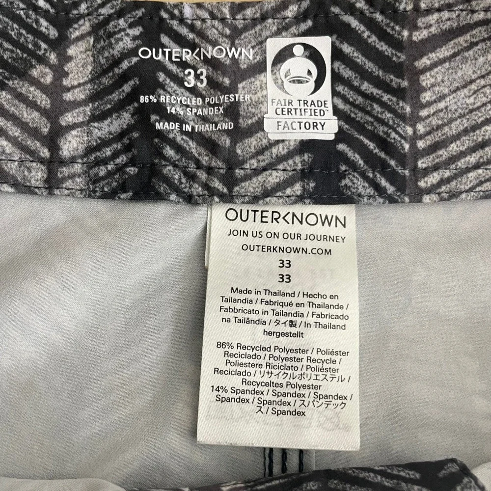 Outerknown Apex Boardshorts Men 33 Grey Black Geometric Surf Trunks Kelly Slater
